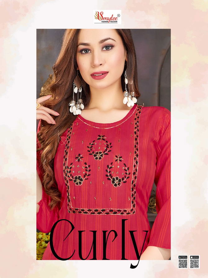 Curly By Rung Rayon Designer Kurtis Catalog